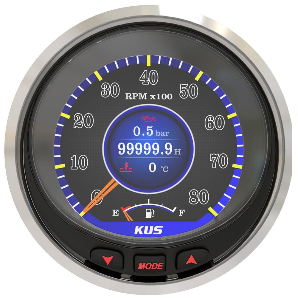 KUS 100 mm Multifunción Digital Instrumento GPS Velocímetro Tacómetro Tacómetro Indicador de Tanque Temperatura del Agua Presión de Aceite para Barcos Señal NMEA2000 J1939