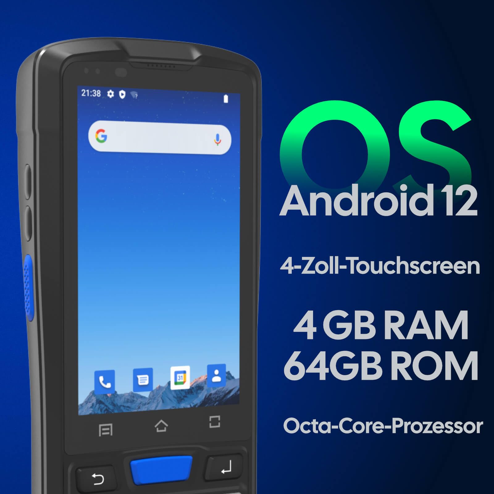 Rayoungtek Mobiler Android 12 Barcode Scanner mit 1D/2D/QR-Engine, NFC, 4G & WLAN | Robustes Datenerfassungsgerät für Lager, Inventur, WMS