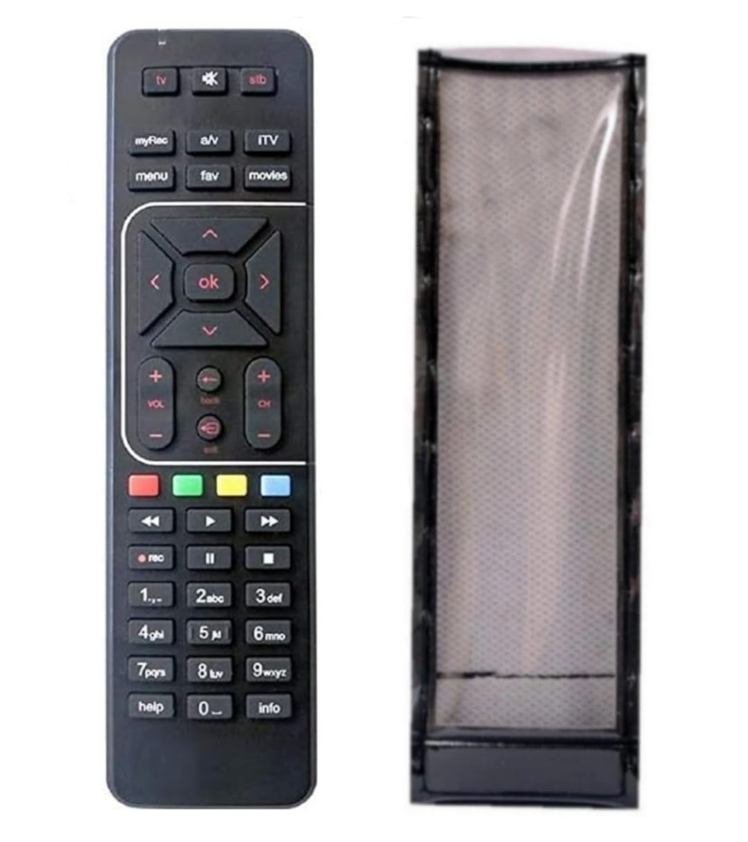 Savaliya Enterprise 108 co. Protective Cover for Airtel Set TOB Box Remote Control PU Leather Cover Holder Tv Remote Controller (Black)