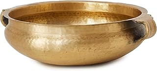 Serene Spaces Living Gold Brass Handmade Hammered Metal Decorative Bowlâ€“ Perfect as Home Decor Counter Top Centerpiece, Use as Serving Dish, Fruit Holder, Measures 4.25