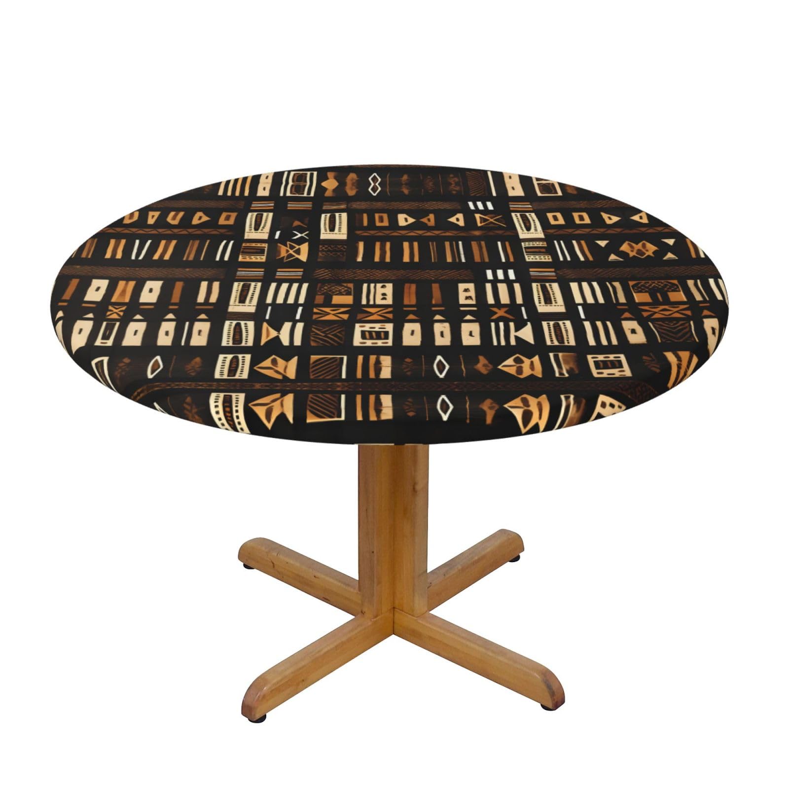 African Mud Cloth Tribal Print Round Tablecloth Waterproof Table Cover Wipe Clean Washable Table Protector For Dining Room