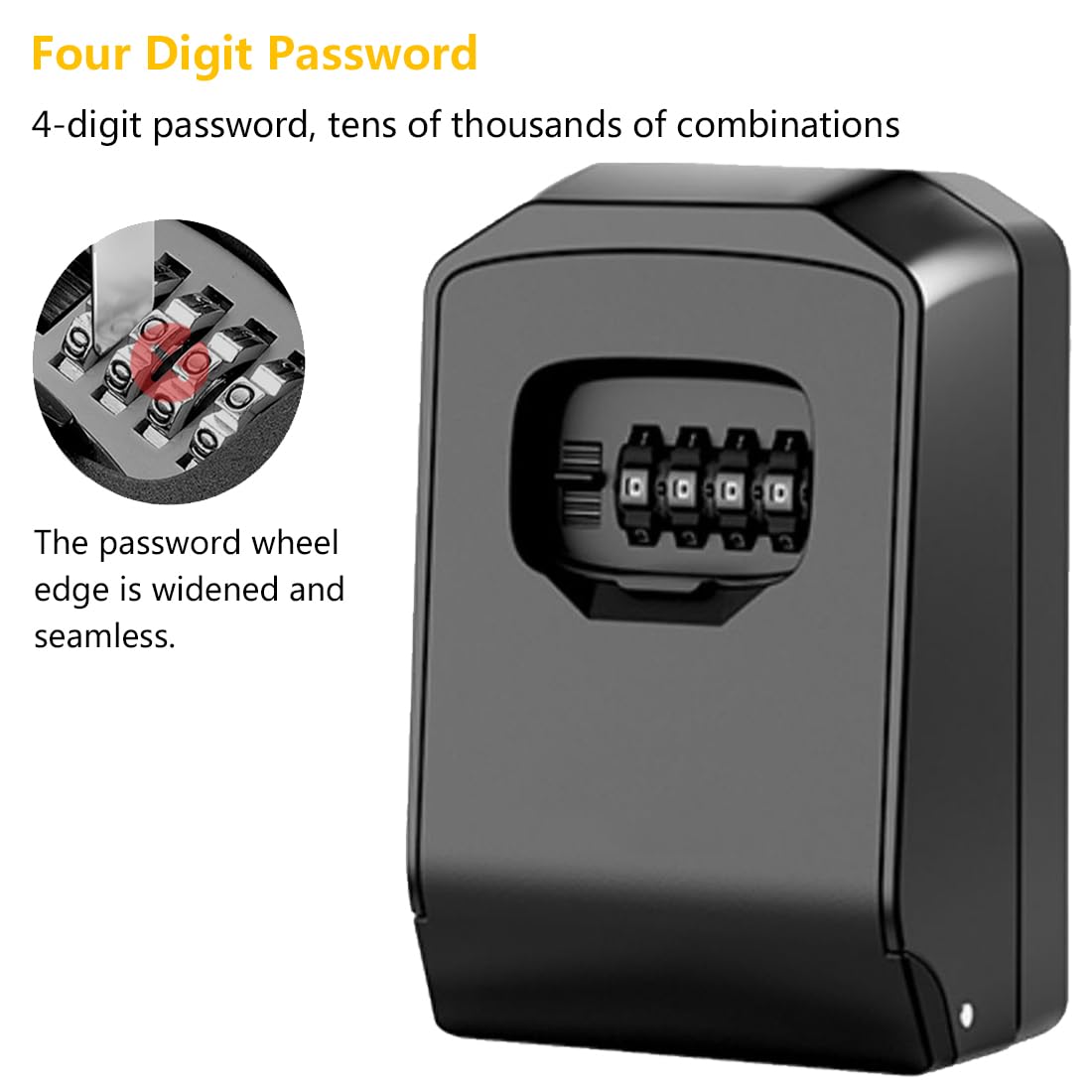 Cassaforte Porta Chiavi da Esterno con Codice 4 Cifre E Lucchetto Cassetta Sicurezza Chiavi Anti-intemperie in Sicurezza per Casa Fabbrica Lega di Zinco,Black