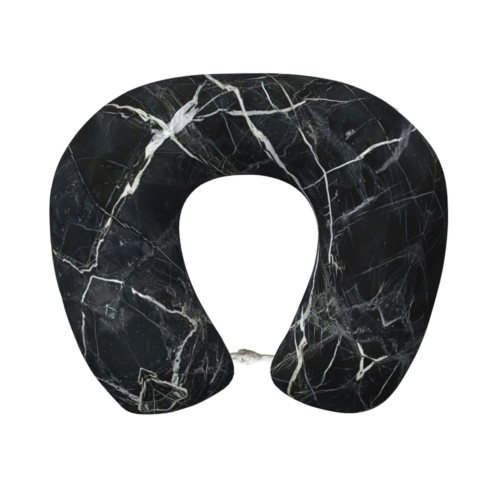 peiyeety Black Marble Print Custom U-Shaped Pillow,Memory Foam Cervical Neck Travel Pillow,for Home,Camping,Travelling