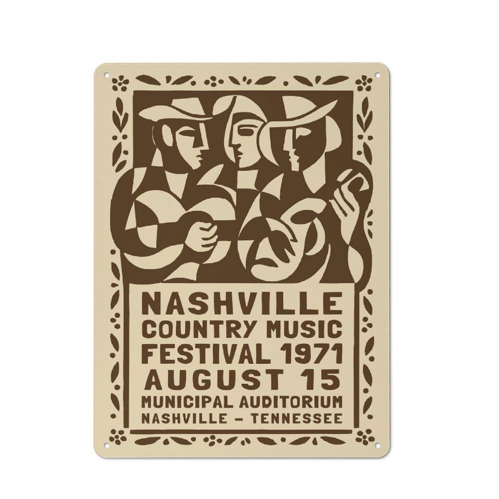 Nashville Country Festival Farmhouse Metal Sign 40x30cm, Rustic Country Wall Plaque for Farmhouse Kitchen, Pantry Or Dining Area