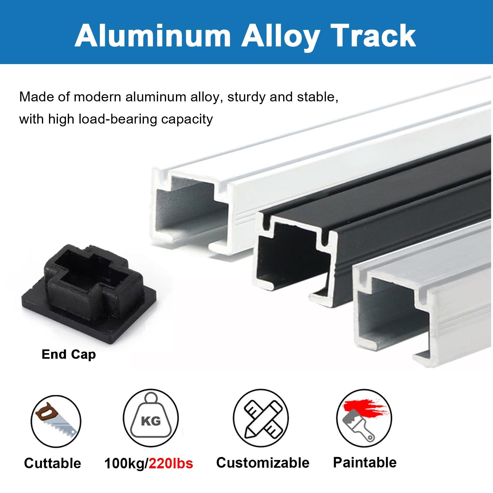 Sistema de suspensión ajustable de aluminio con alambre de acero inoxidable y hoo, perfecto para galería, museo, hogar y oficina (cable de 98 pulgadas, pista de 43.3 pulgadas)