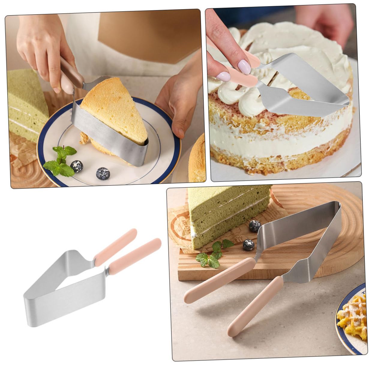 NUOBESTY Pince à Gâteau pour Transfert et Séparation de Parts en Acier Inoxydable 4pcs Outil de Découpe Solide et Facile à Utiliser lors de Mariages et Petits-déjeuners