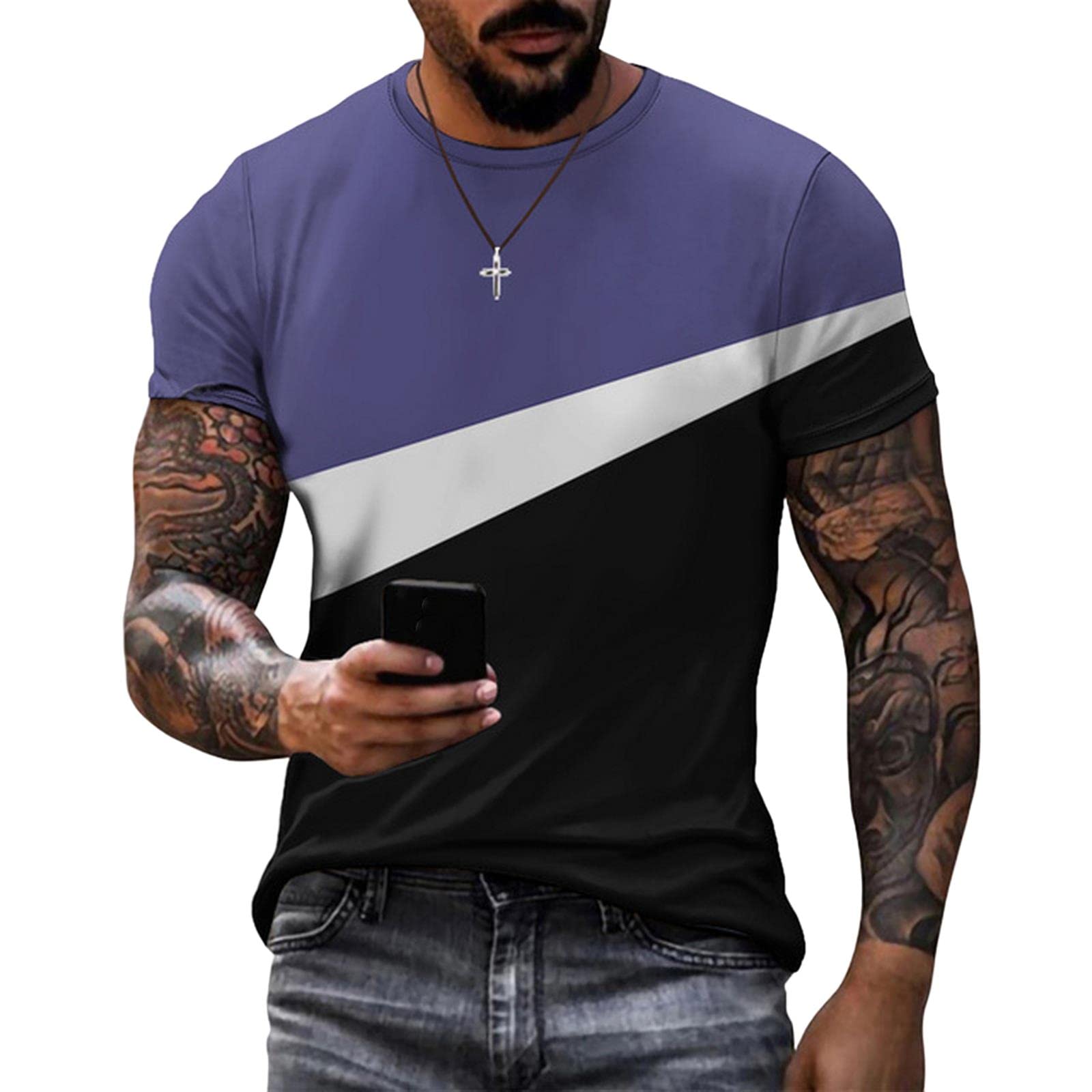 MOGSA T-shirt T-Shirt Per Uomo O Collo Pullover Manica Corta Tee Shirt Oversize Mens T-shirt Casual Top Unisex Abbigliamento