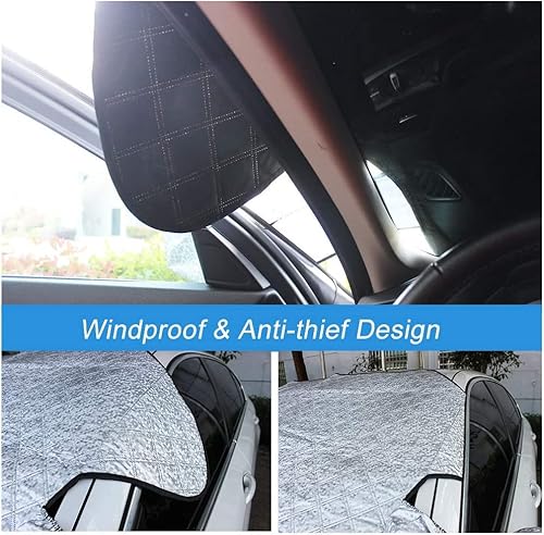 Arecwy Windshield Snow Cover, Magnetic Windshield Cover For Ice And Snow, Thickened Car Cover Waterproof All Weather, Winter Windscreen Cover Keeps Ice Snow Frost Off Fits Most Car(Medium 58"W X 45"H) #TOP7