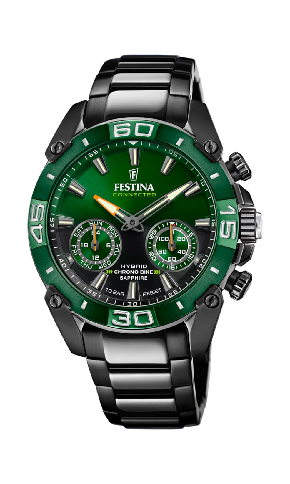 Festina Reloj Inteligente Hombre Híbrido Connected de Acero Inoxidable 316l Negro - Analógico - Resistente al Agua 10 ATM F20548/​2 - Control Música, Cuenta Pasos, Notifica y Rechaza Llamadas