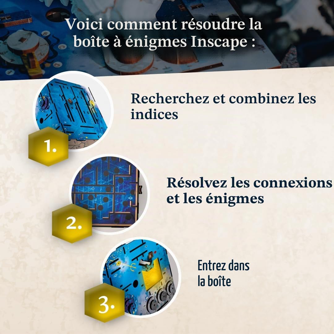 INSCAPE Labyrinthe Atlantis - Boîte à énigmes en Bois - Boîte de Puzzle - Escape Room Jeu pour Adultes et Enfants - Jeux de Puzzle en Bois 3D - Jeux de réflexion - Coffret Cadeau