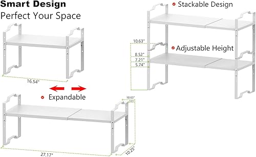 Miniatura 6 de Jojocross Estante expandible para organizador de gabinete, estante de especias apilable ajustable en la cocina y el baño, organizador de armario de