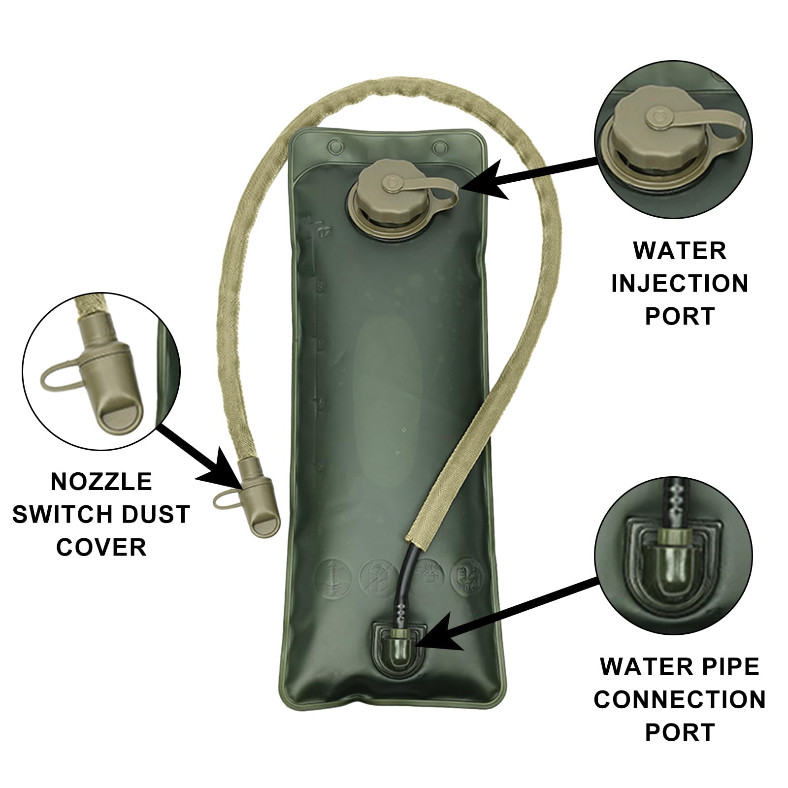 2.5-3L Zaino Vescica Idratazione, Borsa Isolata Trattiene Acqua, Isolato Bolle Copertura, Acqua Bladder, Adatto per Una Varietà di Scenari, Attività All'Aria Aperta e uso Quotidiano