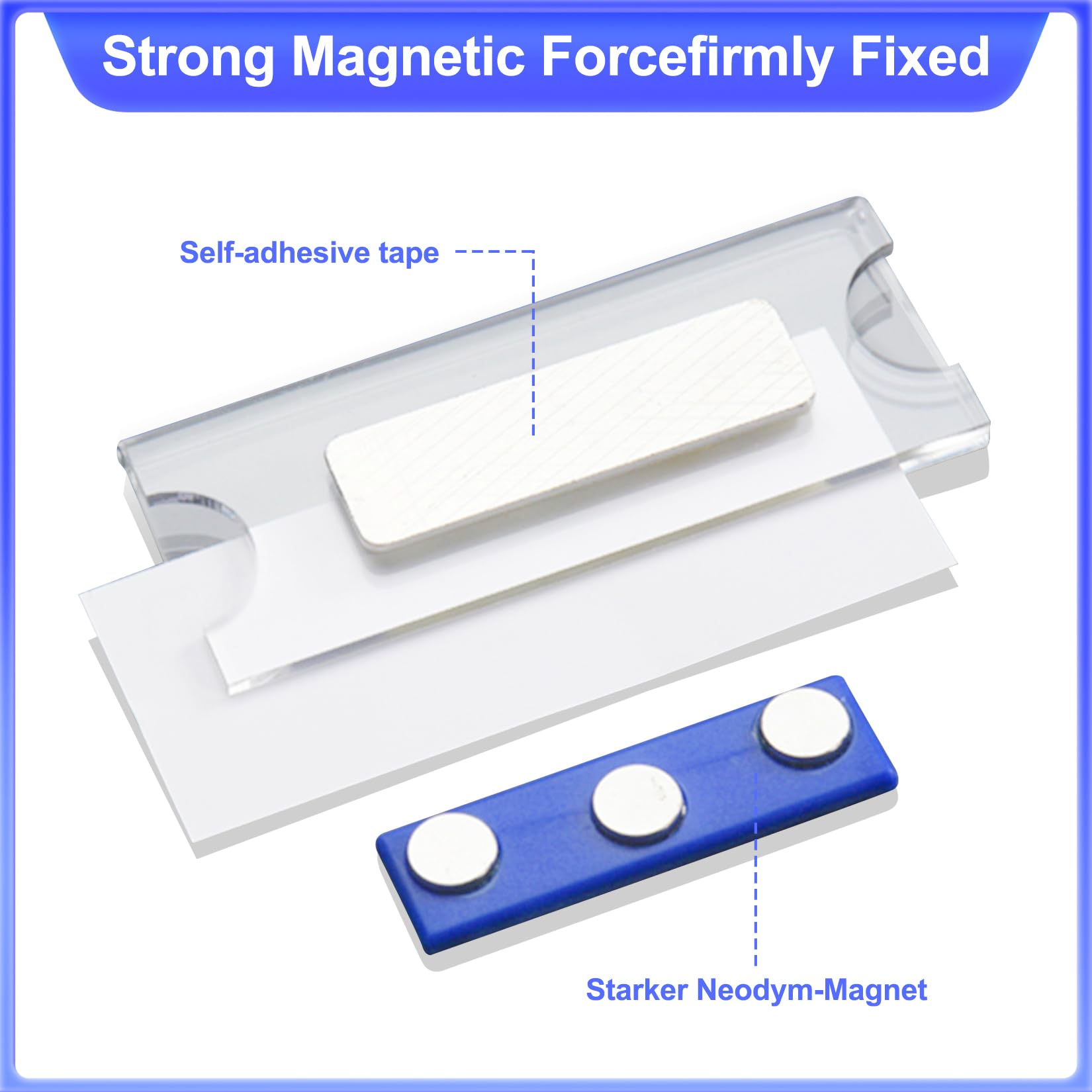 Badge portanome per abbigliamento 75 x 30mm 10 PCS Con magnete