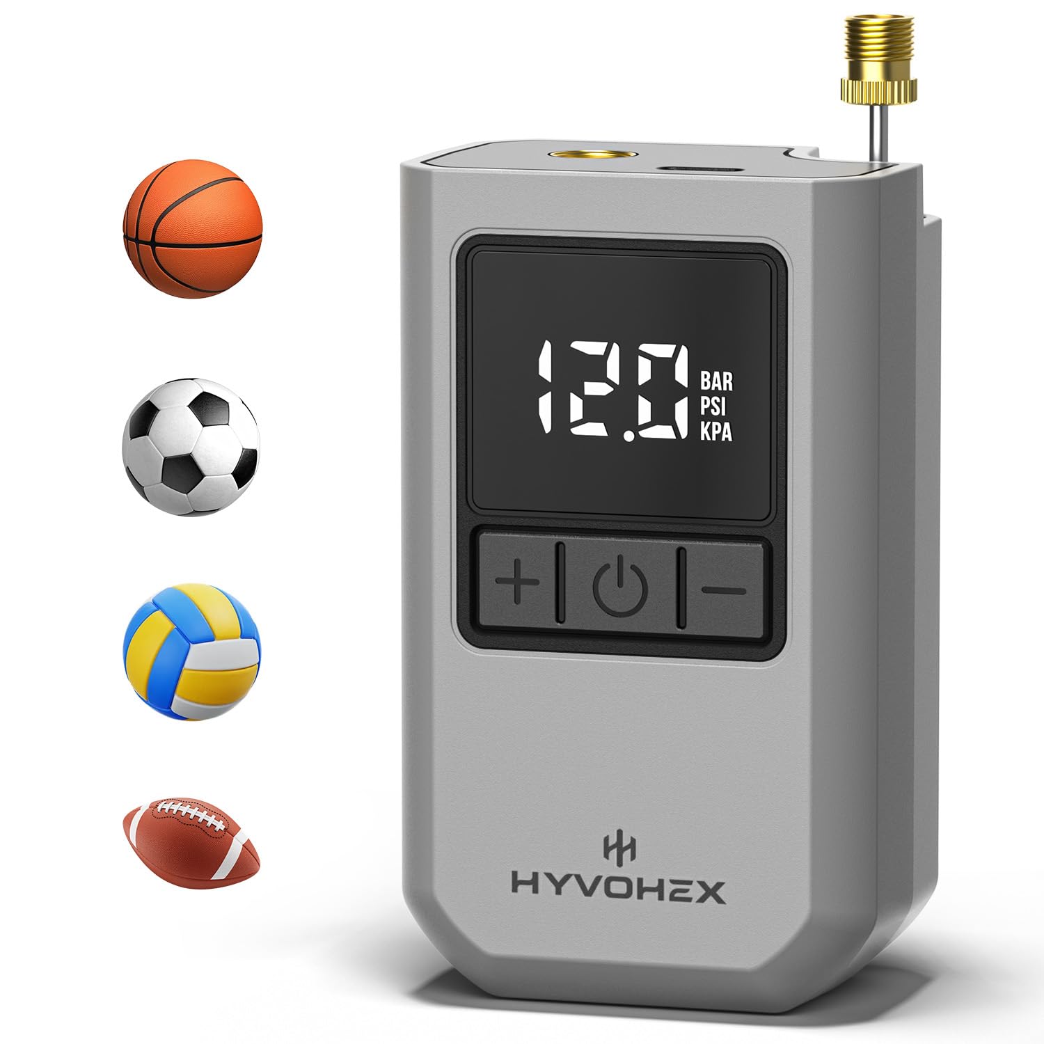 Ball Pump for Sports Balls, Portable Electric Basketball Pump Ultra Fast Inflation, with Digital LED Display Air Pump for Balls, Preset Pressure with