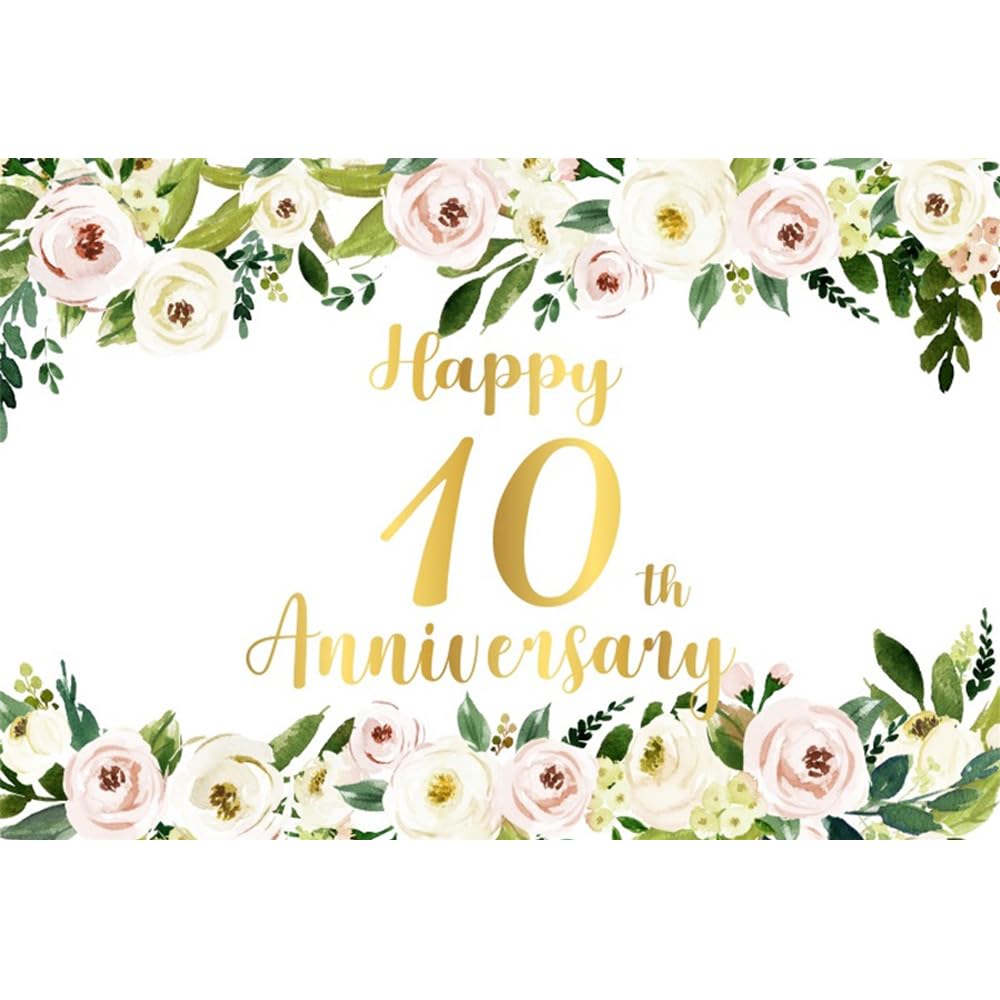 Amazon.com : Canessioa Sweet 10th Happy Anniversary Backdrop Pink