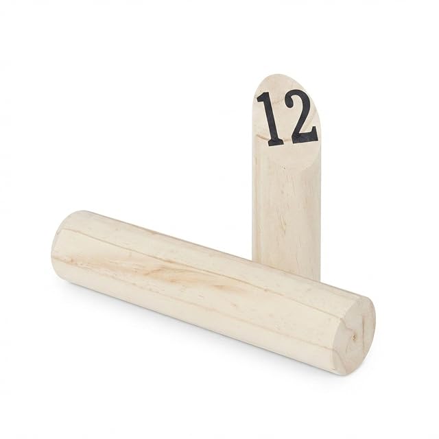 Foto 7 de 7 de Relaxdays Kubb Juego, Ajedrez Vikingo, Piezas Madera, Exterior, con Números, para Adultos y Niños, con Bolsa