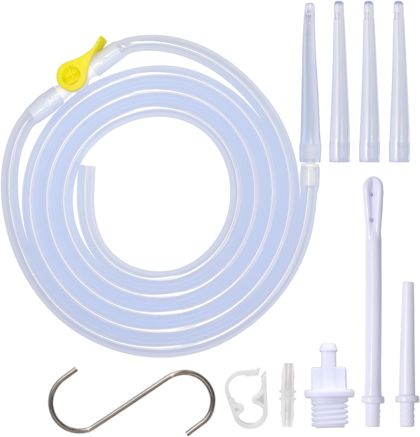 Enema Kit Replacement Part - 6.6ft Silicone Hose With 6 Tips, Controllable Water Flow Valve, Clamp - Colon Cleansing Accessories for Coffee Enema and Douche Bag Kit