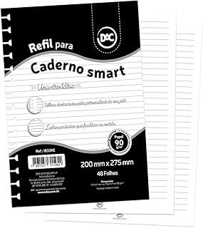 Refil de Folhas Com 48 Folhas Universitário para Caderno SMART - DAC 1833RE, Branco