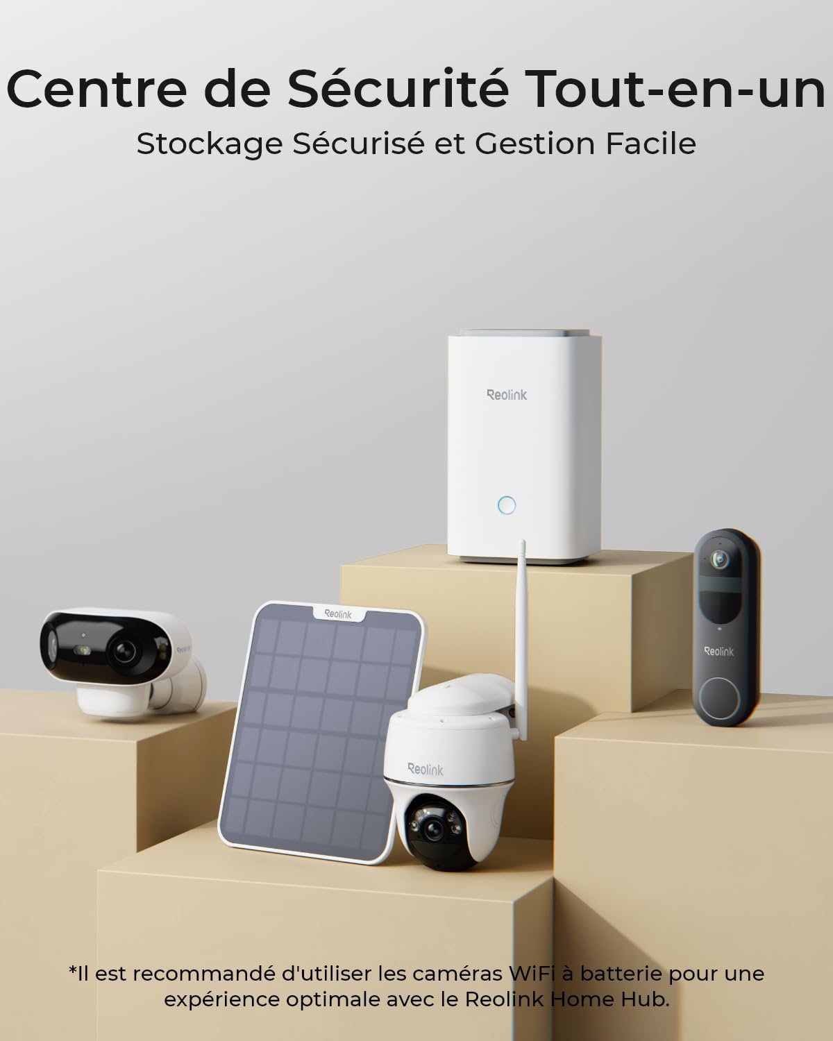 Reolink Home Hub Centre Surveillance WiFi Stockage Local sans Abonnement | Wi-Fi 2.4/5GHz, Supporte 8 Caméras, Stockage Extensible Jusqu'à 2 To, Chiffrement AES-128, Lecture Vidéo 16MP pour Reolink