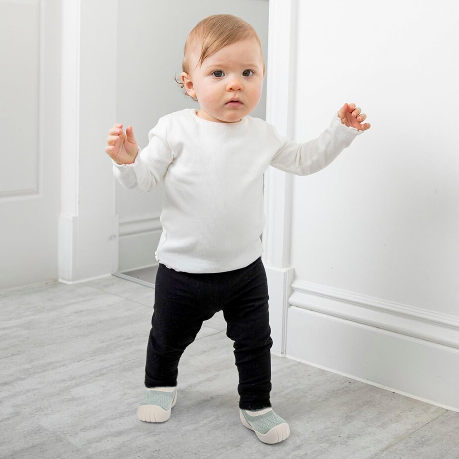 MK MATT KEELY Scarpe Primi Passi Bambini Scarpe Calzino Neonato Scarpine Maglia Traspirante Bambino con Suola Gomma Antiscivolo