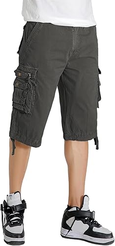 Miniatura 4 de Pantalones cortos de carga para hombre, con múltiples bolsillos, de sarga de algodón, de ajuste relajado, camuflaje para exteriores