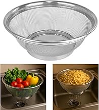 Escorredor de Alimentos/Macarrão Multiuso em Aço Inox, 28cm, Malha Fina, para Frutas, Massas e Grãos