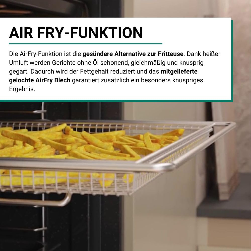 Bauknecht BBI7 310C PIZZA Einbau-Backofen, 60 cm, 73 l, inkl. Pizzastein & Holzschieber, 310°C Pizzafunktion, 56 Funktionen, AirFry, Multi-Level-Kochen, Pyrolyse & Hydrolyse, SoftClose, Schwarz