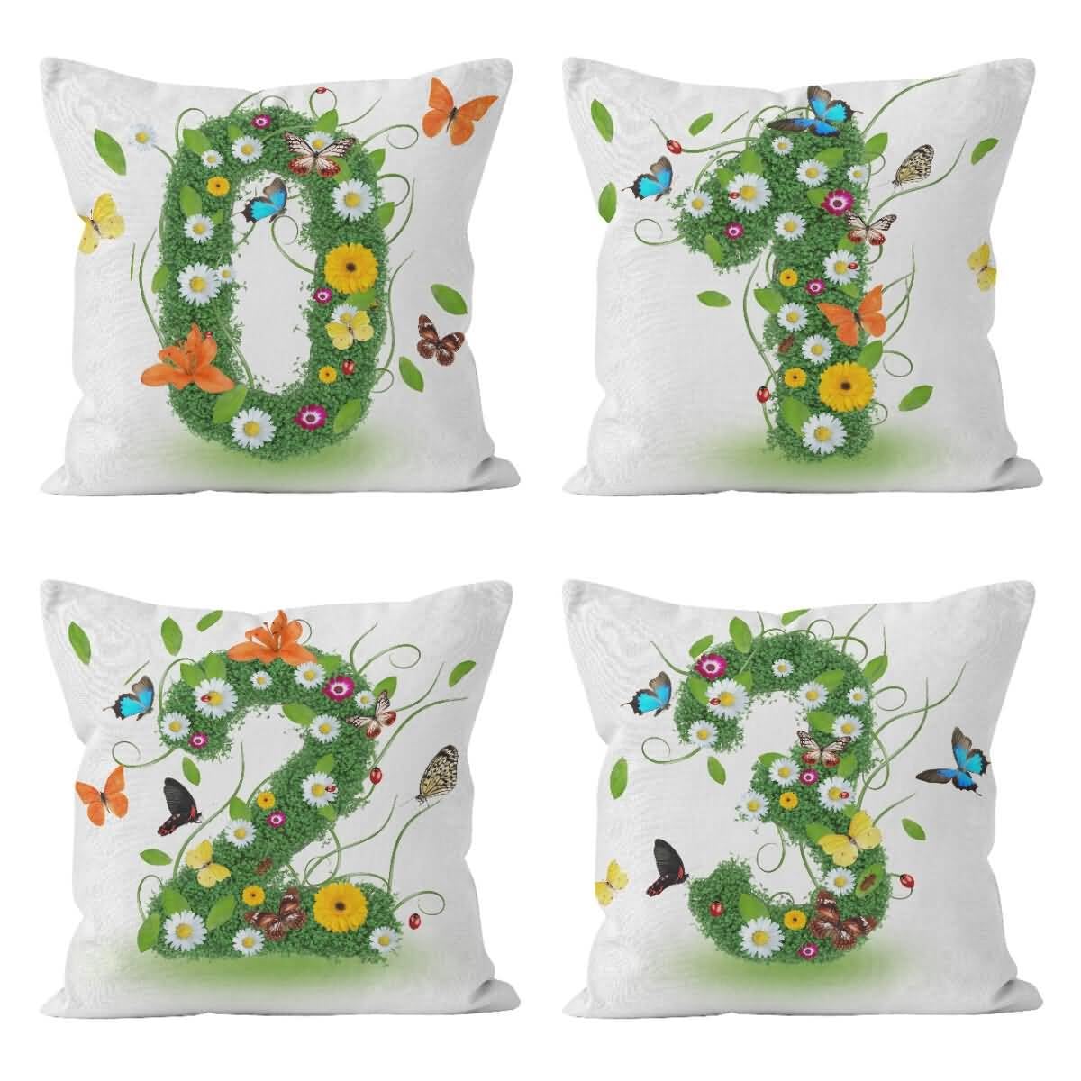 Housse de coussin salon de jardin extérieur tissu de lin et satin déco 50x50 cm, lot de 4