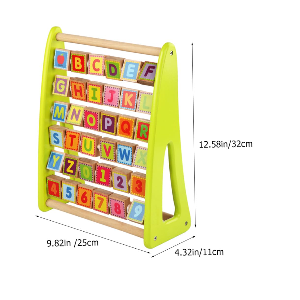 Juguete Educativo de Letras y Números de Madera para Niños Verde