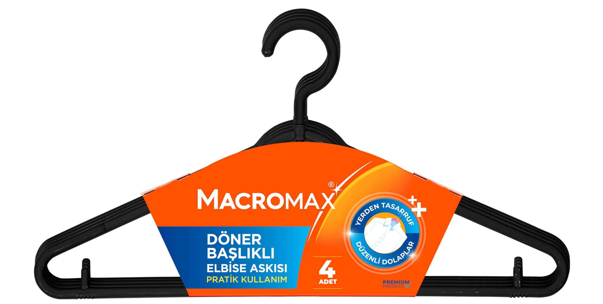 Döner Başlıklı Elbise Askısı 4'lü Paket, Çok Amaçlı Askı İpi ve Etek Asma Aparatlı