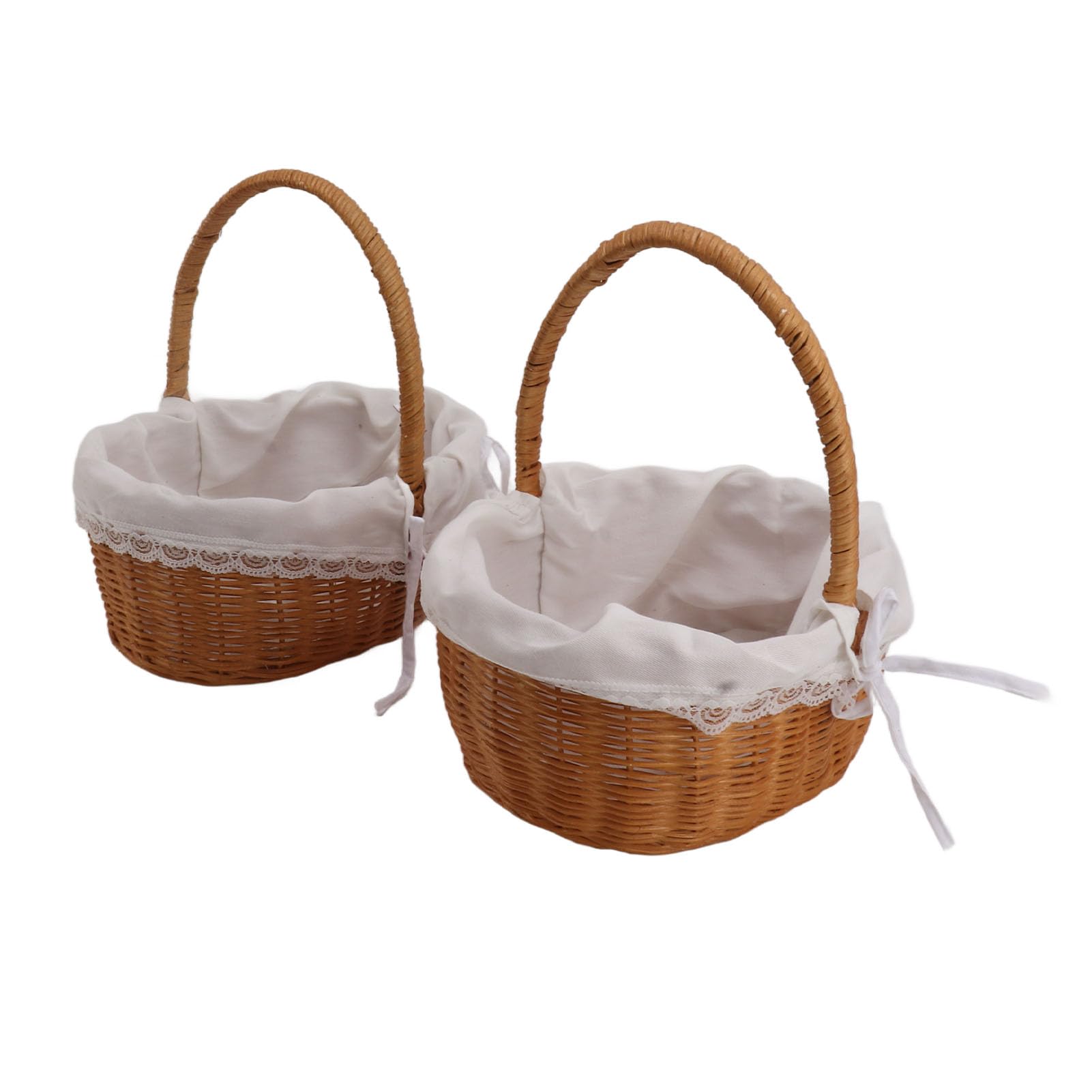 Omabeta 2 Stück Geflochtene Rattan-Blumenkörbe, Dekorative Aufbewahrungskörbe für Heimdekoration, Hochzeiten, 25,9 X 27,9 X 20,1 Cm