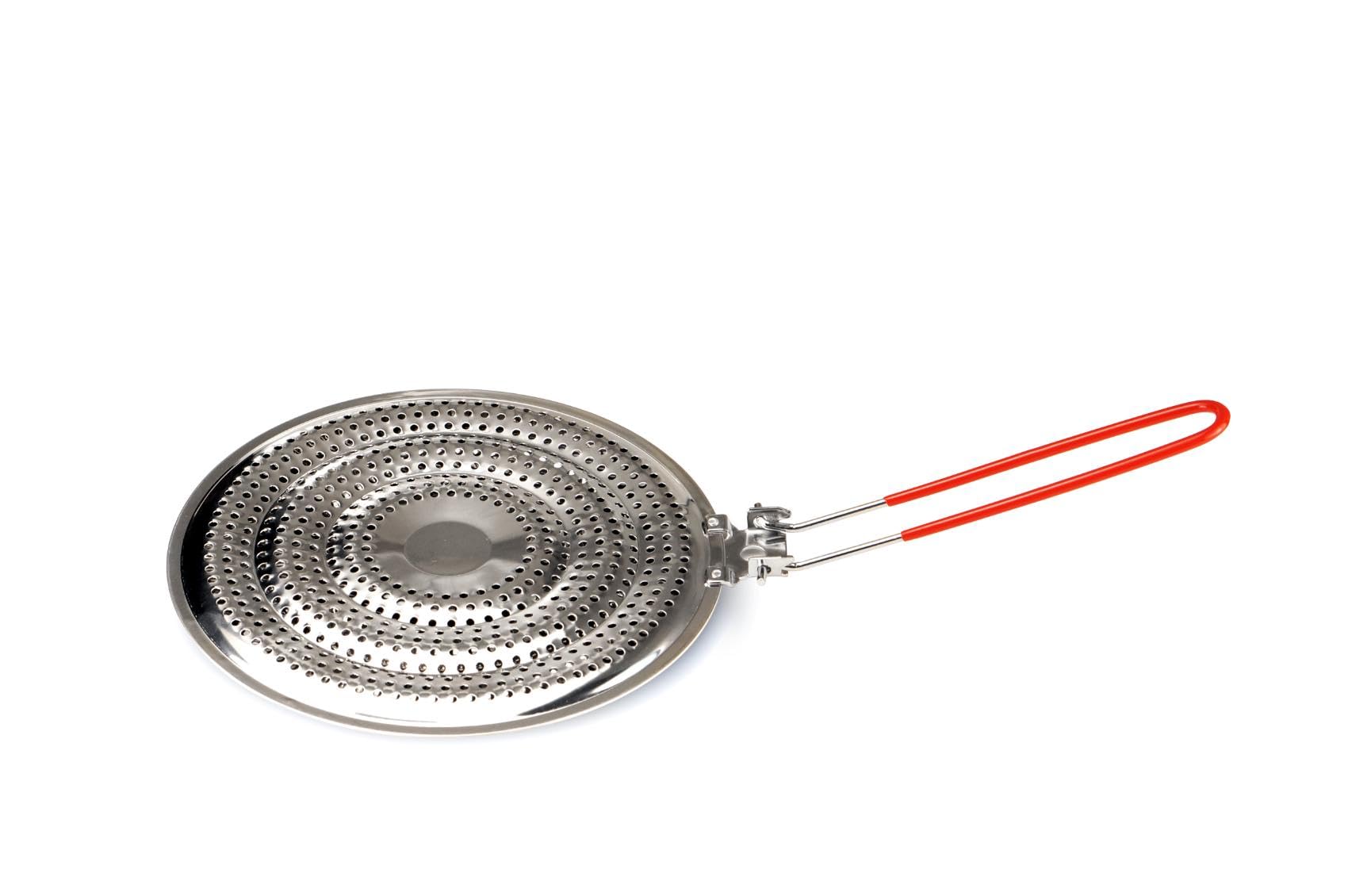 Baumalu, Diffuseur Mijoteur en Acier Inoxydable 23x20,5x1,5 cm, Poignée Rabattable, Spécial Gaz, Répartition Uniforme de la Chaleur, Protège Ustensiles, Réduit Résidus Brûlés, Pratique et Malin