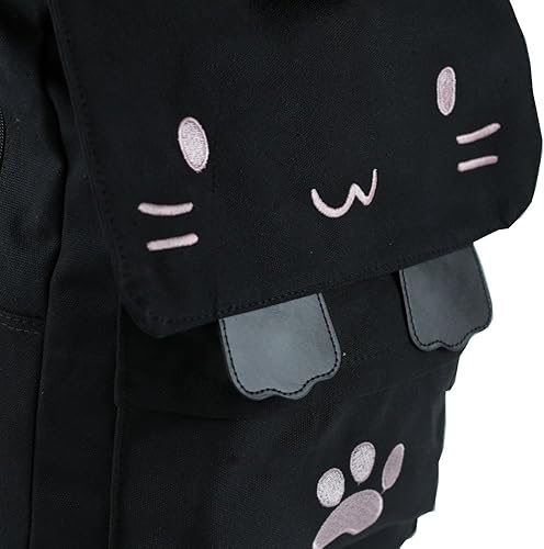 Miniatura 4 de Mochila escolar de lona con bordado de gato negro para niños y gatitos, 02Rosa, talla única, Portátil