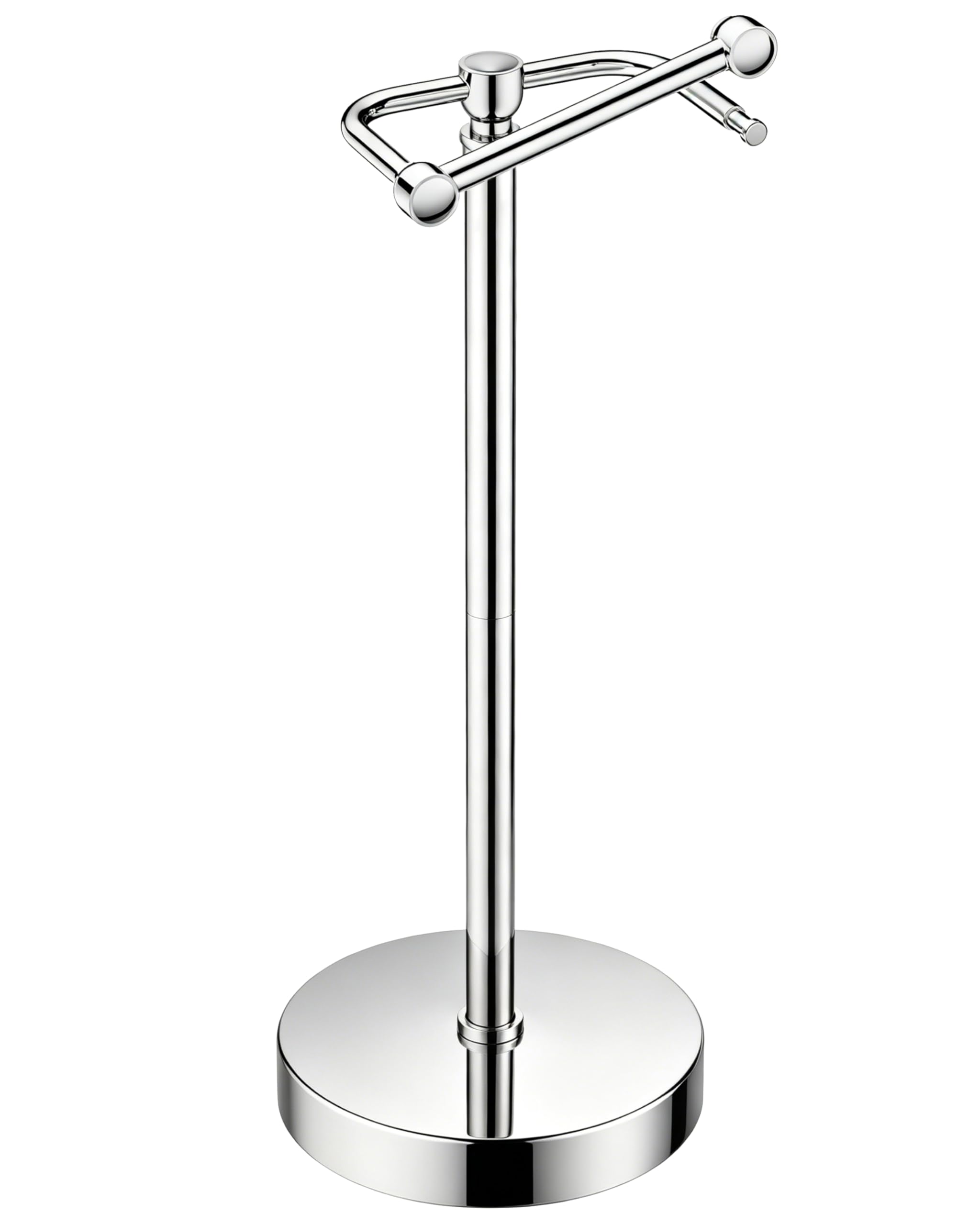 WZKALY Toilet Roll Holder Free Standing, Bathroom Toilet Paper Holder Stand with Post Pivoting Design, Stainless Steel Loo Roll holder Stand with Anti-slip Heavy Base (Chrome)