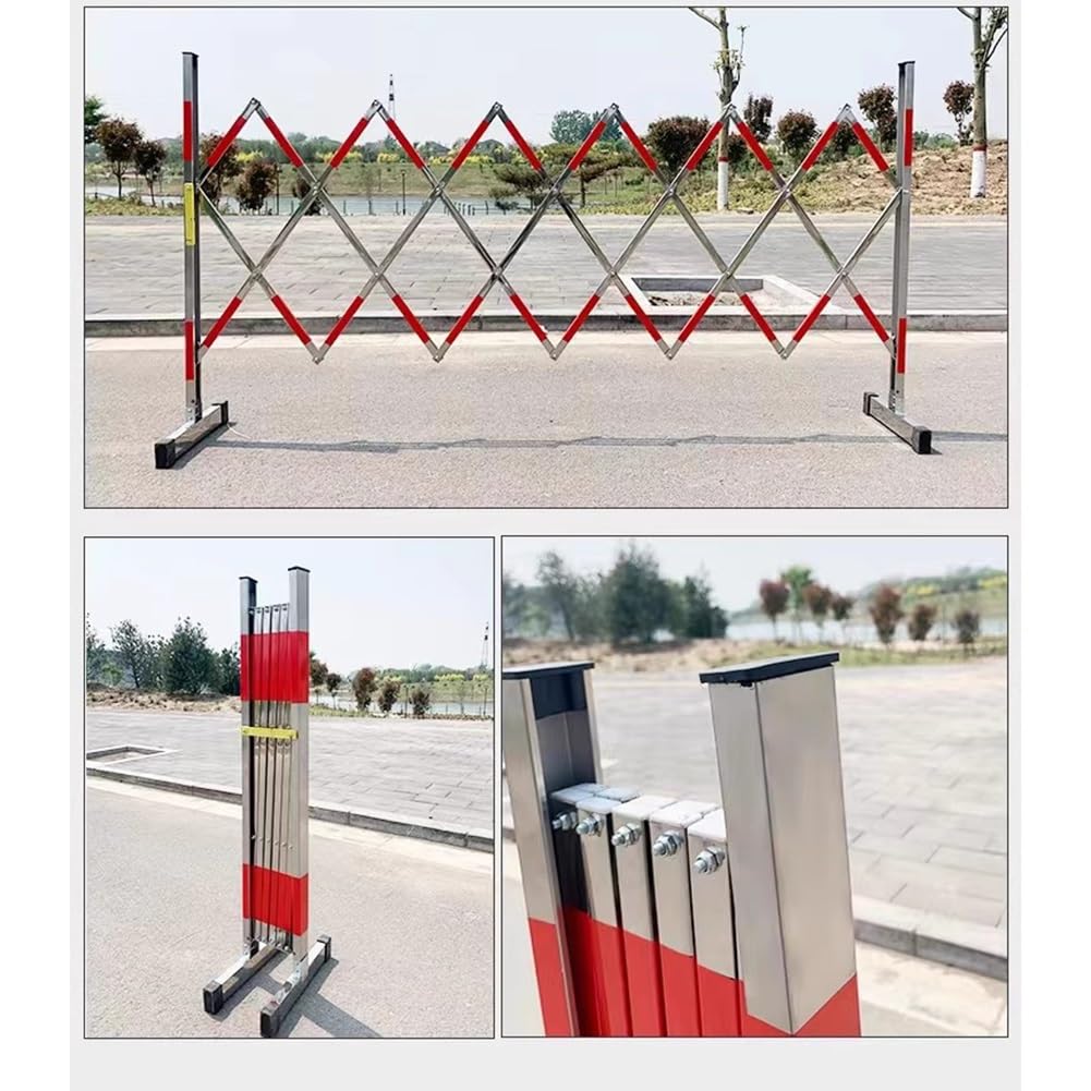 Einziehbare Edelstahlbarriere, 1,2 m hoch – Tragbares, faltbares Schutzgeländer für die Verkehrsregelung und Sicherheit im Außenbereich, einfacher Auf- und Abbau, 1,2 m x 9 m Lösung für Vera