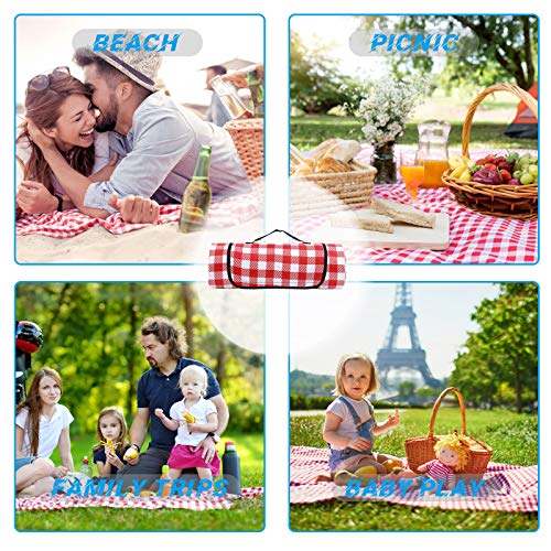 JEAOUIA Large Picnic Blankets Waterproof Foldable - Large Beach Blanket for Hiking Grass Travelling - Washable Lightweight Picnic Mat for Outdoor Camping
