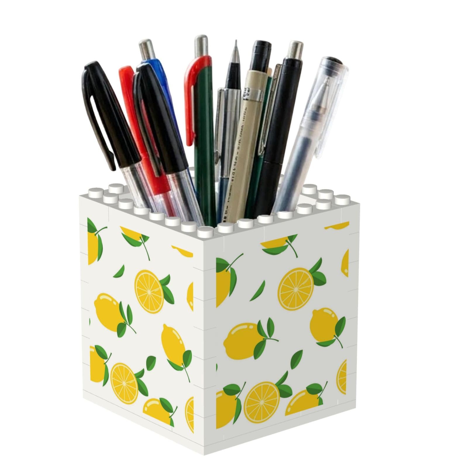 Poadnly Yellow Lemon, Pen Pot Pencil Holder for Office Home School, Compact Desk Organiser for Office Stationery