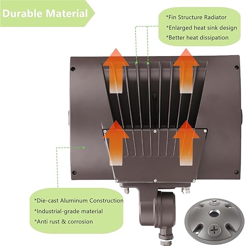 Miniatura 5 de ECCFUTLL Luz de inundación al aire libre del LED de 150W con la placa, 5000K luz del día 21000LM 100-277V, iluminación impermeable de la inundación