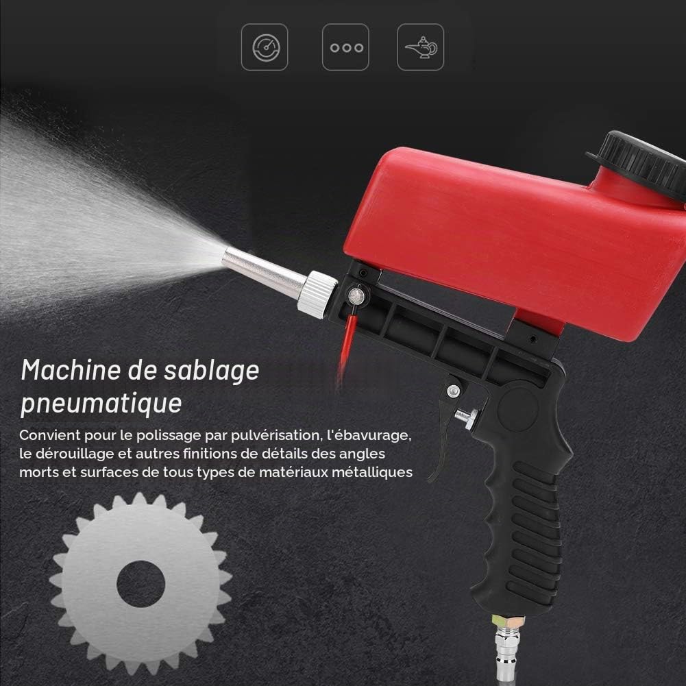 Walfront Machine de sablage pneumatique sableuse Professionnelle réglable avec Pistolet sableur connecteur d'entrée 1/4 Pouce et réservoir 700 ML