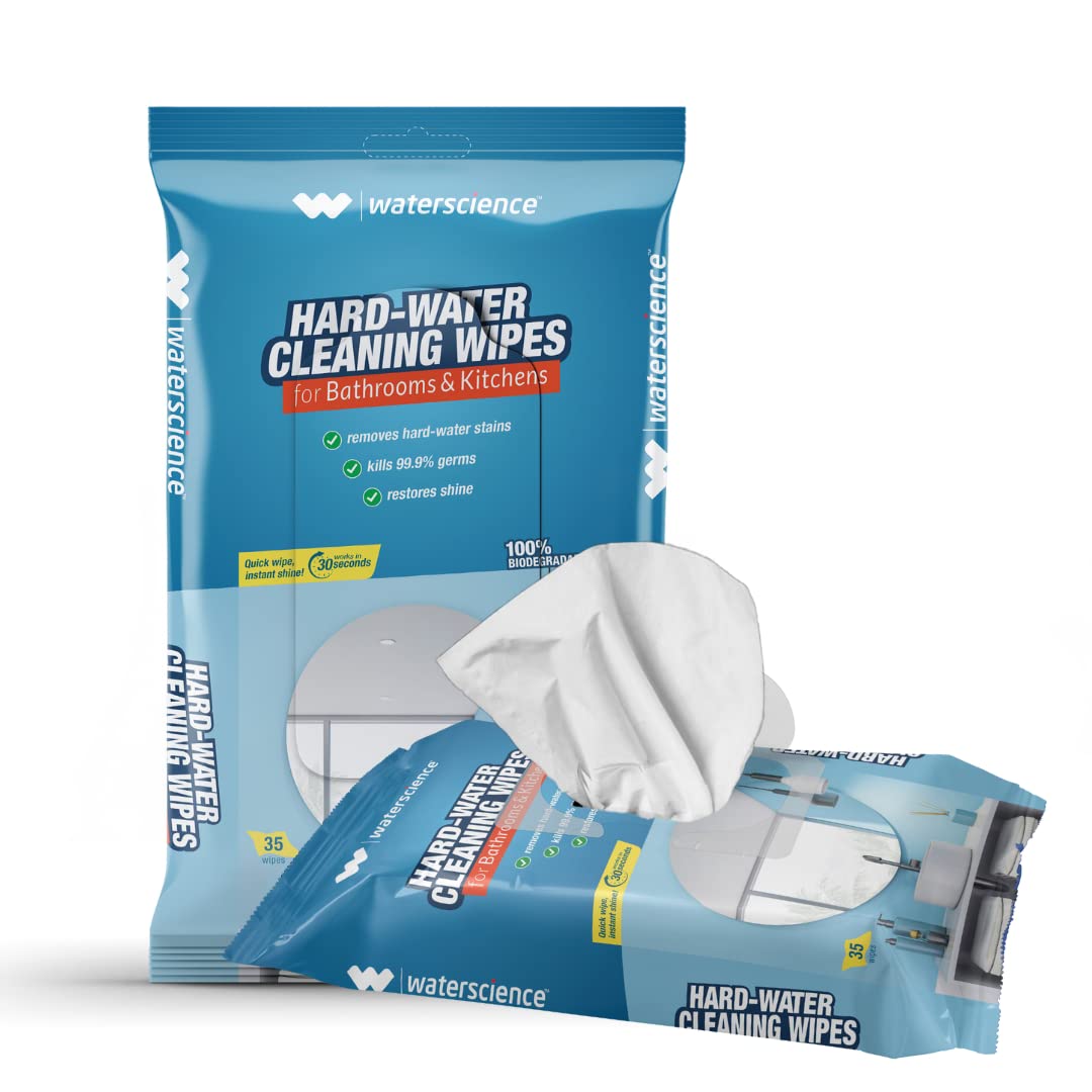 WaterScience (Pack of 35) Kitchen and bathroom Cleaning Wet Wipes | Hard Water Stain Cleaner for Tap and Shower | Kills 99.9% of Germs | Hard Water Stain Cleaner Wipes | Safe on Skin | Ready to Use (B0BVFHXVPQ) Amazon Price History, Amazon Price Tracker