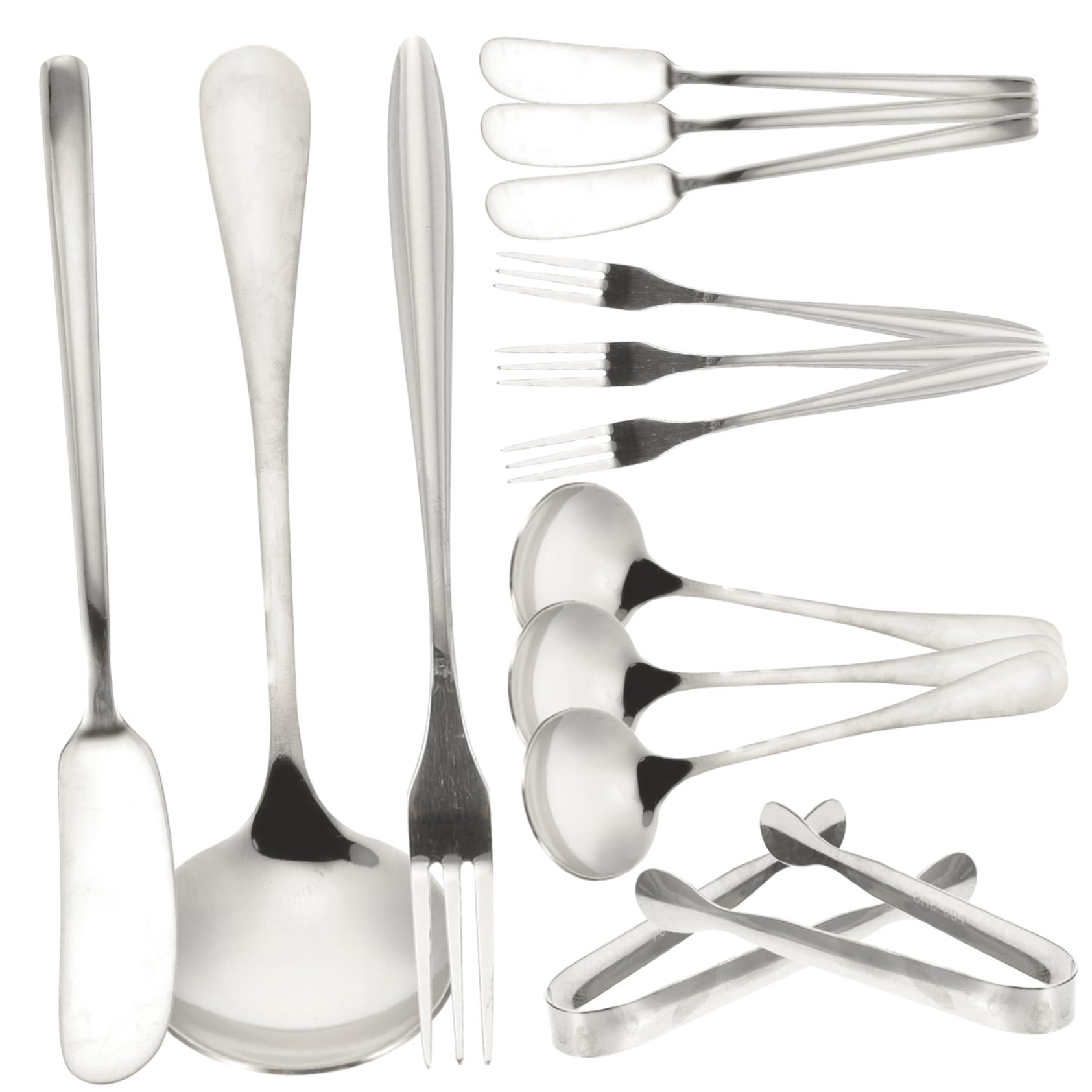 MOLUCKFU Stainless Steel Cheese Knife Set 5-piece Serving Spoons Coffee Spoon Dessert Fork Mini Tong Kitchen Essentials