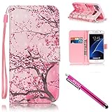 Galaxy S7 Case, Firefish [Card Slots] [Kickstand] Flip Folio Wallet Case Synthetic Leather Shell Scratch Resistant Protective Cover for Samsung Galaxy S7-Cherry