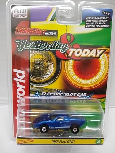 Auto World SC400-3B Ayer y hoy Serie 1965 GT40 HO Escala coche eléctrico de la ranura - azul