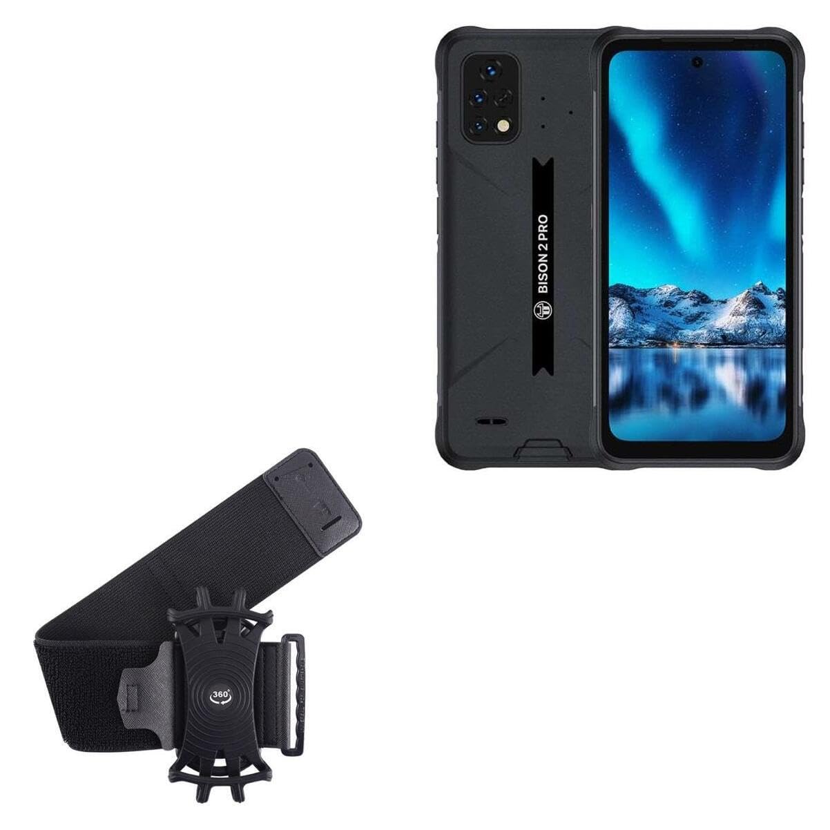 BoxWave Holster Compatible with Umidigi Bison 2 Pro - ActiveStretch Sport Armband, Adjustable Armband for Workout and Running - Jet Black