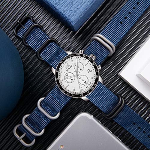 Image of BINLUN Premium Ballistic Nylon Watch Strap, Heavy Duty 5-Ring Replacement Watch Band with Stainless Steel Buckle, Durable & Comfortable Sport Band for Men Women, Fits 18-24mm