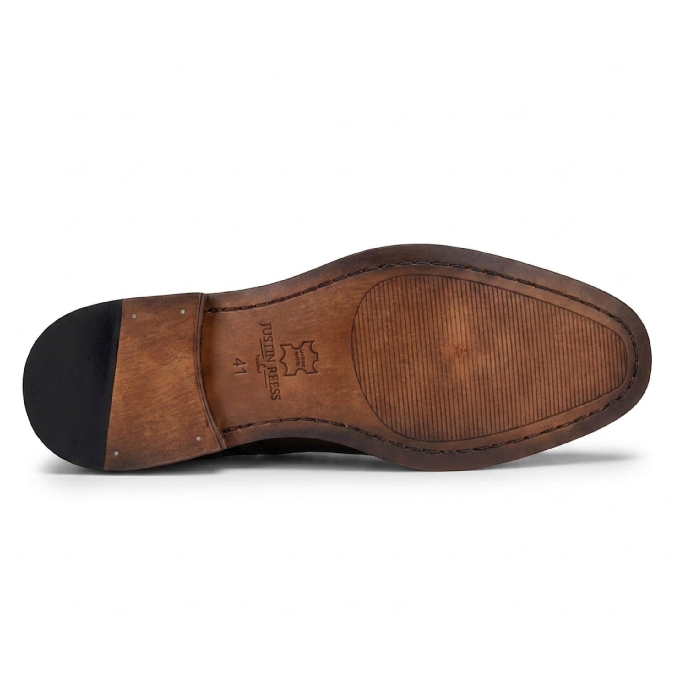 Infinity Leather Justin Reess Jett Herren Oxford Brogue mit Kreuzstichkappe