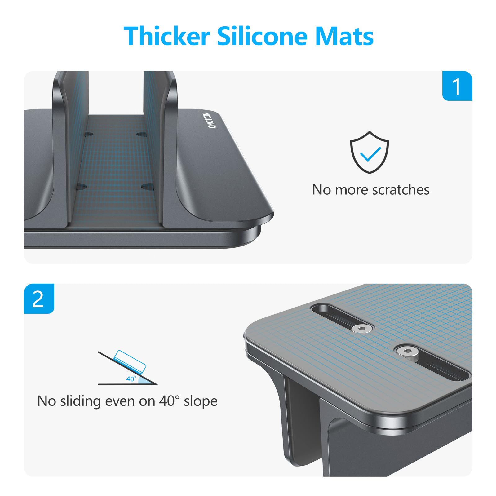 OMOTON Support Vertical réglable en Aluminium pour Ordinateur Portable pour MacBook Pro/Air, etc. (jusqu'à 17,3 Pouces)，Gris