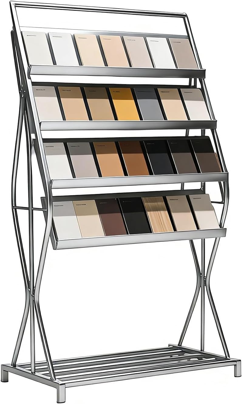 XAZLBIW Freestanding Multi-Layer Cabinet Door Sample Holder Silver Storage Rack for Retail Stores & Supermarkets Perfect Wooden Flooring Color Swatches