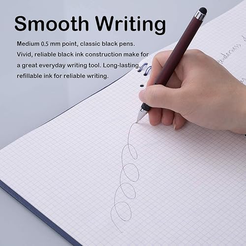 Miniatura 2 de MiSiBao Bolígrafos de tinta de gel de 0.020 in de punta media 2 en 1 con lápiz capacitivo, escritura suave para oficina (tinta negra, paquete de 18