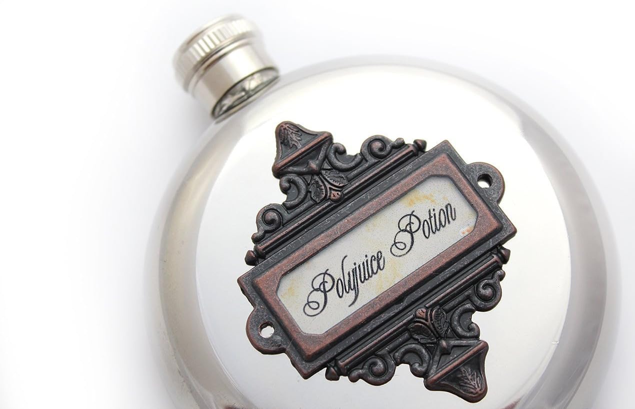 Polyjuice Potion Harry Potter Inspired Round Flask with Glass Window 5 oz Stainless Steel by Harmless Habit